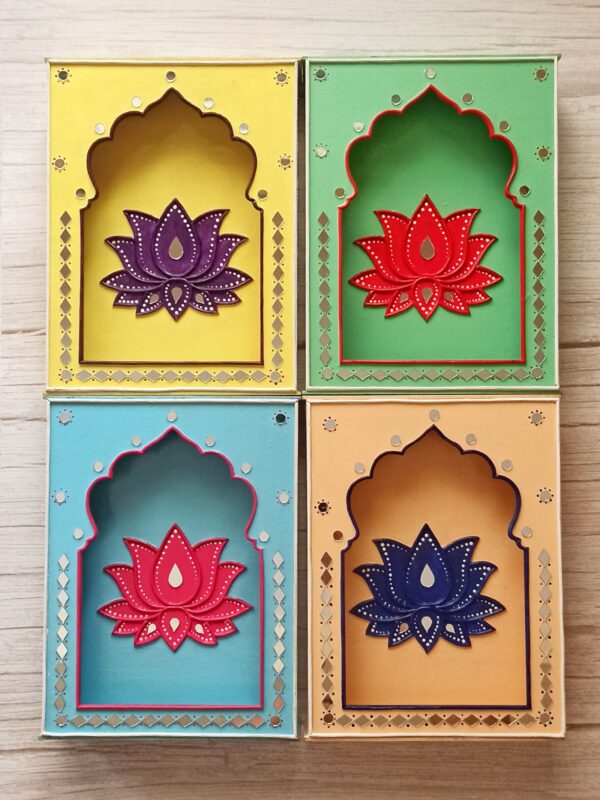 Lippan Art Lotus Jharokha Box - Set of 4 - Art by Anagha