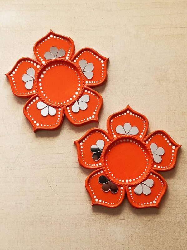 Orange color Tealight Candle holders - Art By Anagha