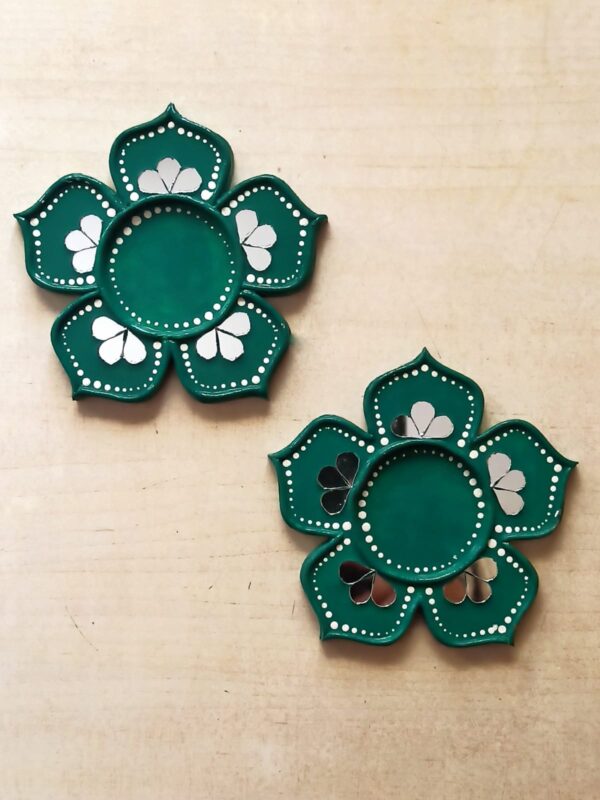 Green color Tealight Candle holders - Art By Anagha